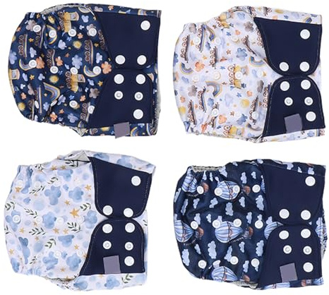 Pannolini di stoffa riutilizzabili Pannolini lavabili per neonati Set da 4 pezzi Regolabili Traspiranti Impermeabili Confortevoli per neonati Ragazzi Ragazze 3 15 kg Ecologici