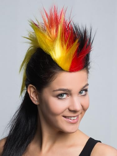 VORSICHT WILD Haarteil Deutschland Germany WM Perücke Iro Afro Punker Party Biker