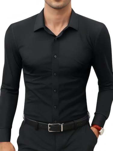 Zenvora Chemise Homme Slim Fit sans Repassage, Infroissable et Chic | Chemise business cintrée sans repassage : tissu infroissable à entretien facile pour un style soigné et impeccable.