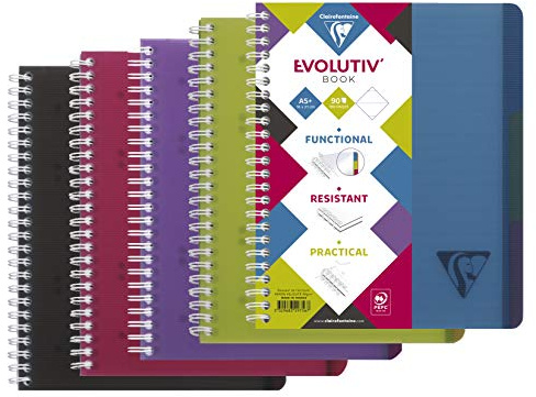 Clairefontaine 329156C Linicolor Intensive Evolutiv'Book Un Cahier à Spirale Perforé - A4+ 22,5x29,7cm 240 Pages Détachables Lignées Cadrées avec Marge Papier 90g Couverture Polypro Couleur Aléatoire