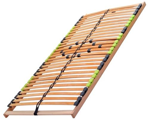 DaMi 7-Zonen Lattenrost Basic NV, mit 5 Härtestufen, Made in Germany, aus edlem Buchenholz, 28 Leisten, zur Selbstmontage, extrem hochwertig & stabil, für alle Matratzen geeignet, 70x200 cm