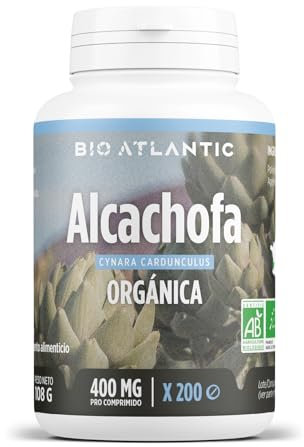 ✿ Alcachofa Orgánica - 1200 mg por dosis diaria - Cynarin - 200 comprimidos - Alta Concentración, Formato Ahorro, Premium y Vegetal