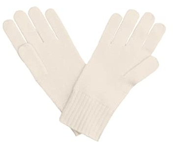 State Cashmere Jersey Knit Gloves with Ribbed Cuffs - Classic Design for Men & Women Made with 100% Pure Inner Mongolian Cashmere - Ultra Warm Winter Accessories - (Undyed White, One Size)