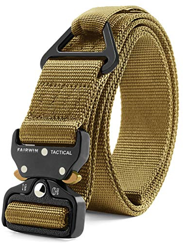FAIRWIN Men's Tactical Belt, Rigger Belt, Utility Nylon Web Waist Work Belt for Men with V-Ring Quick-Release Buckle