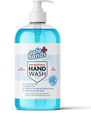 Safe Hands | Hand Wash Liquid Soap | Unfragranced | 500ml | Antibacterial & Antiviral | Anti Bac | Gentle & Kind to Skin | Tested & Certified | Kills >99.99% of Bacteria & Viruses | Anti Bac | Refill