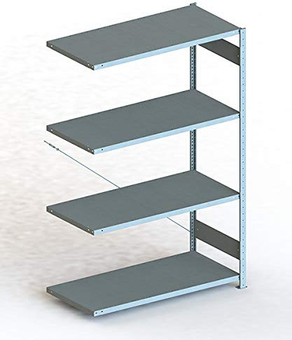 Meta Anbauregal - Zum Ausbau eines Lagerregales - 4 Böden - Farbe Silber - 200 x 130 cm - 60 m tief