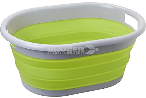 BRUNNER 0203068N.C20 Bacinella Pieghevole in Resistente Materiale Plastico, Lotus Fold-Away 36 L, Colore Nero/Grigio, Leggera, Salvaspazio, Facile da Trasportare