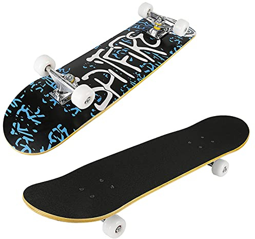 MENGDA Skateboards för nybörjare barn tonåringar och vuxna, lönn trä skateboard (C)