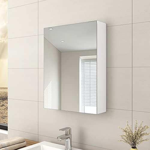 EMKE 50 × 65 cm Wall Mounted Bathroom Mirror Cabinet, White
