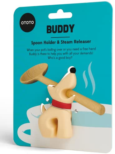 OTOTO Buddy Dog Kitchen Spoon Holder - Cooking Spoon Rest for Kitchen Counter - Spatula, Ladle Holder, Kitchen Utensil Holder - Heat Resistant & Dishwasher Safe Utensil Rest for Stove Top