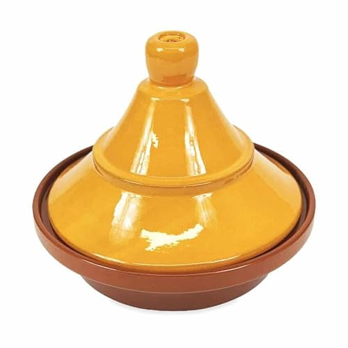 Verano Spanish Ceramics Selena Hand Dipped Glaze Large Tagine - Home Cooking Kitchen Restaurant Dining Décor Dishware Cookware Crockery Casserole Food Cooking Pot Serving Dish Gift - 27cm Orange