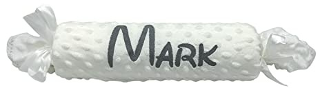 variouss Cojin Antivuelco Personalizado para bebé Recien Nacido, Personalizado con su Nombre Bordado. (Blanco)