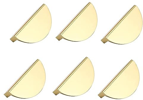 LATRAT 6 maniglie per mobili dorate a mezzaluna, in alluminio, moderne, per cucina/ufficio, comodino, cassettiera, armadi, 6 pezzi