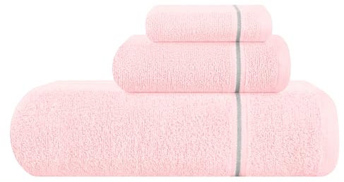 MyOwn Das ultraweiche 3er-Pack Baumwollhandtuchset enthält EIN übergroßes Badetuch 70 x 140 cm, EIN Handtuch 40 x 60 cm und EIN Waschlappenhandtuch 30 x 30 cm, Rosa