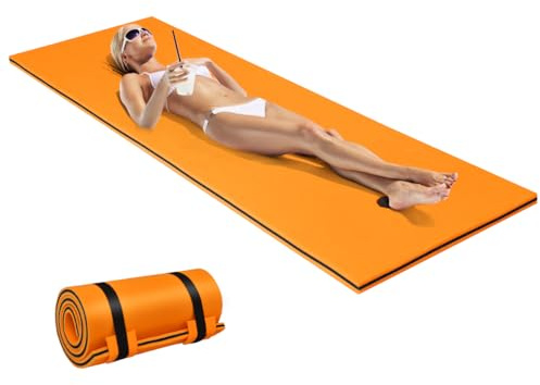 HOMASIS Tapis Flottant en Mousse XPE pour 1/4/6 Personnes, Matelas Flottant Piscine Enroulable, Hamac Adulte pour Bain de Soleil, Activités Nautiques, Mer, Charge 60/100/400 kg (Orange, 220 x 66 cm)