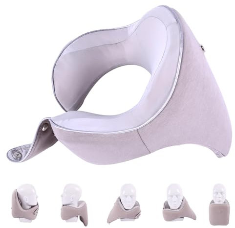 BAKLUCK Nackenkissen Reise Comfy Nackenkissen Flugzeug Nackenhörnchen Erwachsene Verstellbares Reisekissen für Flugzeug Kinnstütz Kopfstütze Memory Foam Kissen für Reise Büro Autos