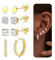 Adramata 4 Paare Ohrringe Silber 925 Damen 16K Vergoldete Ohrringe Set CZ Perlen Ohrstecker Silber 925 Hypoallergene Klein Ohrringe Creolen Silber/Gold Ohrringe für Damen Herren