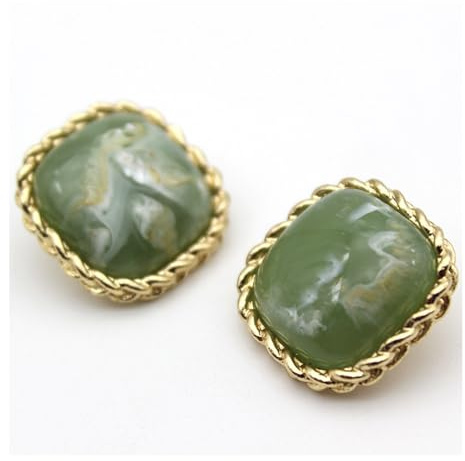 Codulu Gemelos Cuadrados de botón de vástago esmaltado Vintage, botón de Costura, botón de Repuesto para Camisa de Bricolaje, Blazer, Trajes, Uniformes, Manualidades Decorativas (25 mm), Color Verde