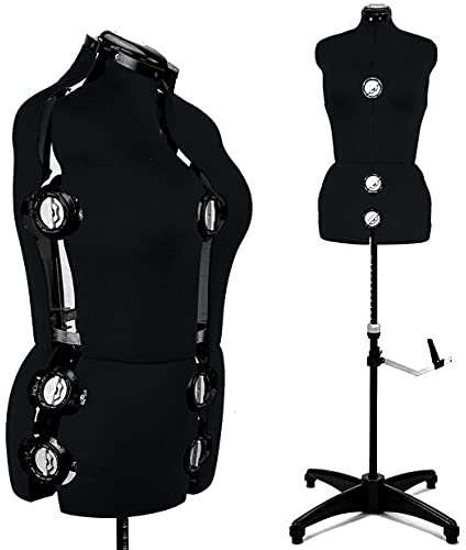 Beyond Your Thoughts Female Adjustable Mannequin Dummy Dress Form with 13 Dials for Sewing Dressmaking Tailors Mannequin Display Costume Black for 14-20