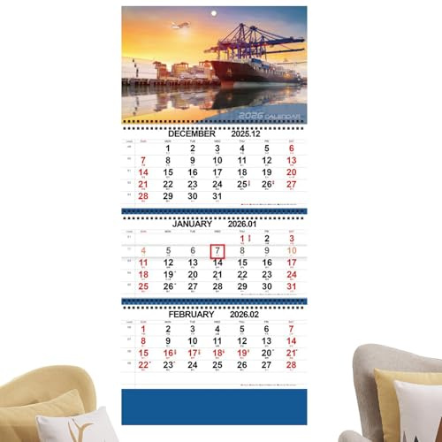 Wall Calendar 2026 Over 3 Months - Triple Fold Flat Wall Planner | To Organize Appointments Holidays And Dates In Apartment Home School Hotel
