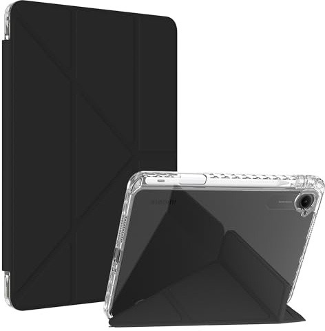 Fitudoos Hülle für Xiaomi Pad Mini - mit Stiftschlitz, Dünn Leicht/Biegefest/Vergilbungsfest/Transparent Acrilico Schutzhülle, Verstellbarer Origami Ständer Hülle–Schwarz