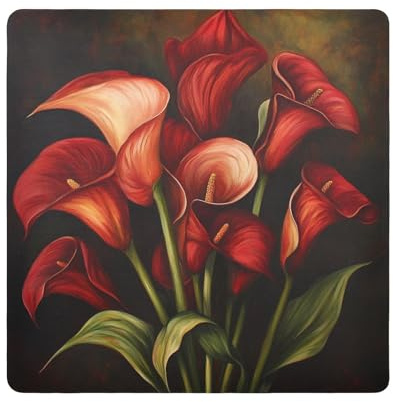 tplaotee Lys calla rétro bordeaux peinture à l'huile magique autocollant pochette cosmétique tissu portable organisateur de maquillage enveloppant objectif appareil photo tissu emballage maquillage