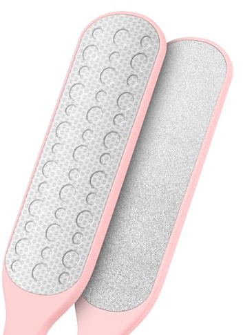 Raspa Piedi Professionale GeeRic Lima per Piedi/Talloni a Doppia Faccia in Acciaio Inox Impugnatura Strumento Lima a Talloni Screpolati Ammorbidisce Pelle Calli Talloni Screpolati (Rosa 23 * 3.7 CM)