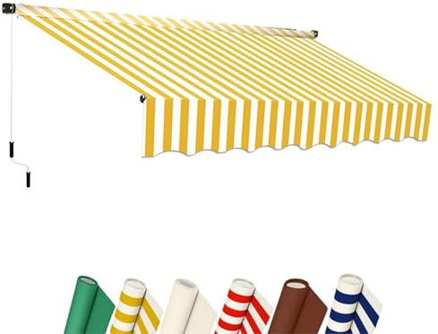 Retractable Awning 2x1.5m Waterproof Outdoor Canopy with Adjustable Crank Sun Protection Easy to Install Ex ble Arm Design for Patio Garden Balcony