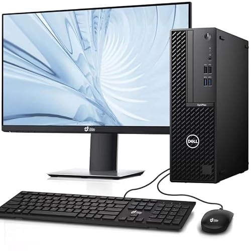 Dell OptiPlex SFF Desktop PC | Intel Core i5-10th Gen up to 4.5GHz | 16GB RAM | 256GB SSD | 24 Monitor | Built-in WiFi | Keyboard Mouse | Business Office Computer | Windows 11 Pro (Renewed)