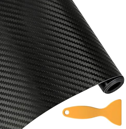 Film carbone 3D noir mat - 30 x 150 cm - Film autocollant en vinyle pour voiture