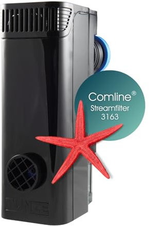 Tunze Comline Streamfilter 3163 l Wasserfilter zur Oberflächenabsaugung + Absaugung von Bodennähe für Aquarien mit 60-400 L l Aquariumfilter mit starker Magnethalterung l flexibles Filtermedium