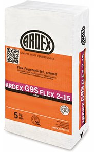 ARDEX G9S Flex-Fugenmörtel 2-15mm 5kg, Farbe grau schnell, speziell für Balkone und Terrassen