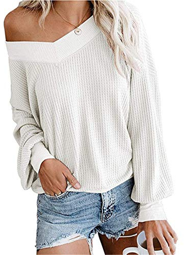 Dreamskull kvinnor pullover blus Shirt longpulli toppar longshirt blus long Locker elegant långärmad axelfri tunika party stretch toppar t-shirt