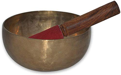 Cuencos tibetanos antiguos del Himalaya, de metal martilleado, con mazo y cojín para meditación, cánticos, para la oración curativa y yoga (20,5 cm)