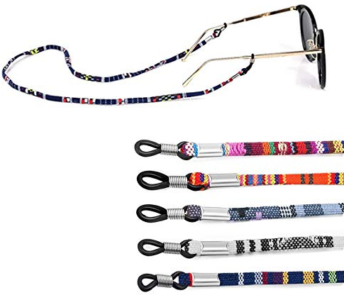 Rpanle Cadena de Gafas, 5 Piezas Retenedor Estampado étnico de Gafas Cadena de Anteojos Ajustable para Hombres Mujeres (Multicolor)