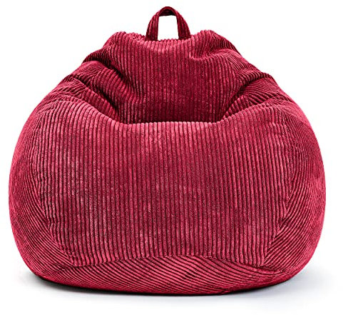 Green Bean Square XL Indoor Bezug aus Kord 90 x 110 cm - ohne Füllung - Sitzsackhülle, Sitzsackbezug - Cord - kuschelig, weich, robust - waschbar, mit Innensack - Rot