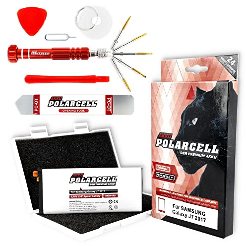 PolarCell Akku für Samsung Galaxy J7 2017 SM-J730F - J7 Pro (DuoS) 2017 | A7 2017 SM-A720F | 3800mAh Starke Ersatz-Batterie inkl. Werkzeugset | ersetzt Original-Akku EB-BJ730ABE - EB-BA720ABE