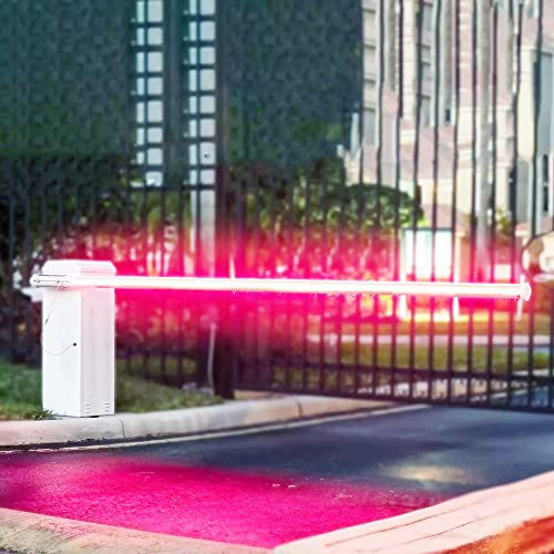 Parking Barrier Arm with LED 12ft 2 pieces X 6 ft Aluminum Round Replacement Arm for Gate Operator (With Red/Silver Stripes) DOT-C2 Reflective Safety Tape