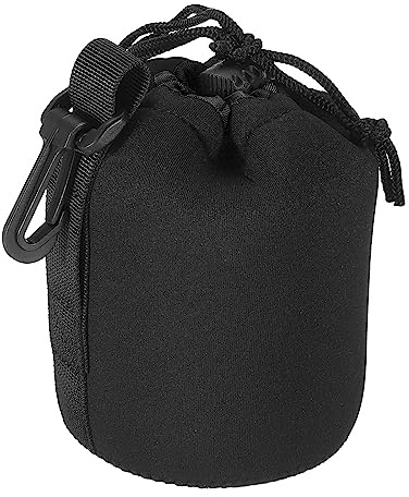 PATIKIL Kameralinsväska, draglinspåse med tjock skyddande neopren, linsfodral för DSLR-kameralins, vattenkaffekoppar, Svart, 3.3 IDx5.5 H