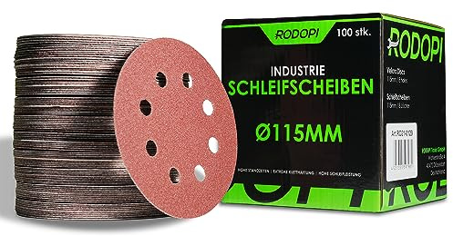 RODOPI Klett Schleifpapier 115mm RedDevil Körnung 40-320 Schleifscheiben für Exzenterschleifer 8 Loch Zirkonium Korund Schleifpads rund Klettscheibe - 50 Stück Mix