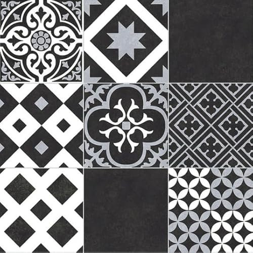 Sol Vinyle Effet Carreaux Noir et Blanc - Rouleau de 2m x 3.00m