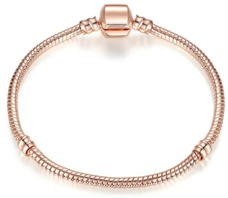 ATE Bracciale per Charm e Ciondoli Beads Oro Rosa Placcato Catena di Serpente #JWB05 (18)