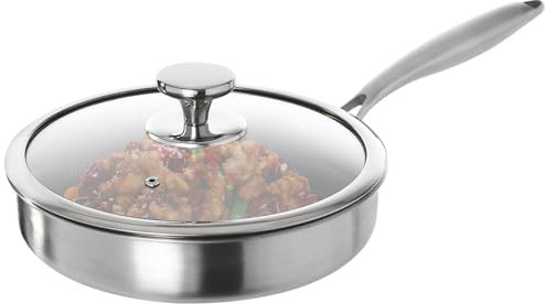 AUYART Sartén con tapa,7 capas engrosadas para un calentamiento uniforme, resistencia a temperaturas de hasta 716 °F,Sartén antiadherente, sartén recubierta de inducción