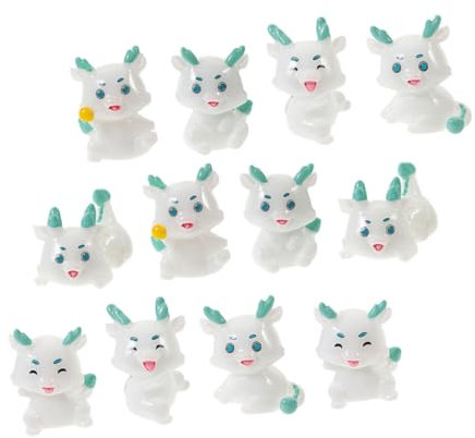 HONMEET 12stücke Kleine Drachenfiguren Aus Kunstharz Miniatur-drachenornamente Cartoon-Drachen-statuen Für Schreibtischdekoration Neujahrs-Geschenke