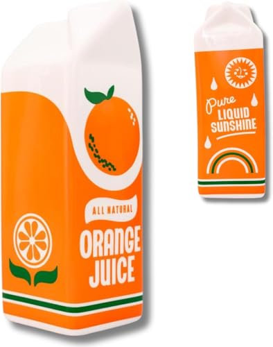 Ligtmor Vase à jus d'orange Vintage, Vase décoratif en céramique inspiré du Carton d'orange, décoration rétro Unique et éclectique pour la Maison, la Cuisine ou Le Bureau.