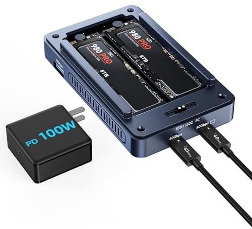 Acasis M.2 NVMe 40Gbps SSD Enclosure,Aluminum PCIe Case,External Hard Drive Enclosure Support Size 2230 2242 2260 2280 M&B+M-Key,SSD Box, Up to 2700MB/s (TBU405PROMAX)