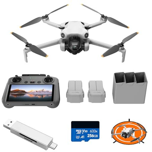 DJI Mini 4 Pro mit Zubehör, faltbare mini-Drohne mit 4K HDR-Videokamera, unter 249 g, 34 Minuten Flugzeit, 20 km max. Video-Übertragungsreichweite, C0 (Mini 4 Pro Fly More Combo, Bundle 01)