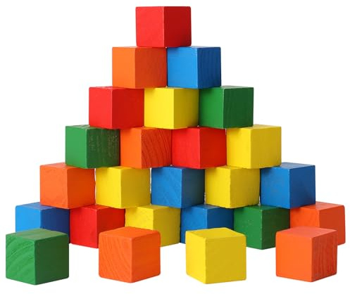 GSrenyu Wooden Toys for 3 4 5 6 7 Year Old Boys Girls 30Pcs Building Blocks Wooden Stacking Blocks Preschool Learning Educational Toy Colour Sorting Stacking Toys for Kids