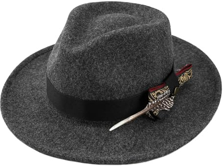 Faxianther Chapeau Fedora Trilby en Feutre à Plumes pour Femme et Homme
