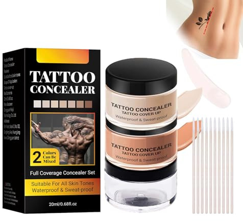 Clawrex Tattoo Concealer-set, tatueringsskydd. Kräm för kropp, tatueringsborttagare för att täcka tatueringar, vattentät
